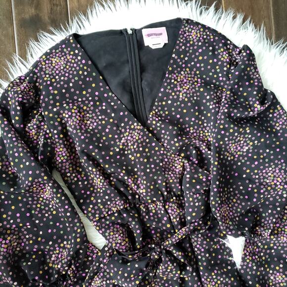 Kate Spade Disco Dots Jumpsuit Crepe V Neck Black Belted Wrap Crepe 8 - Picture 6 of 13